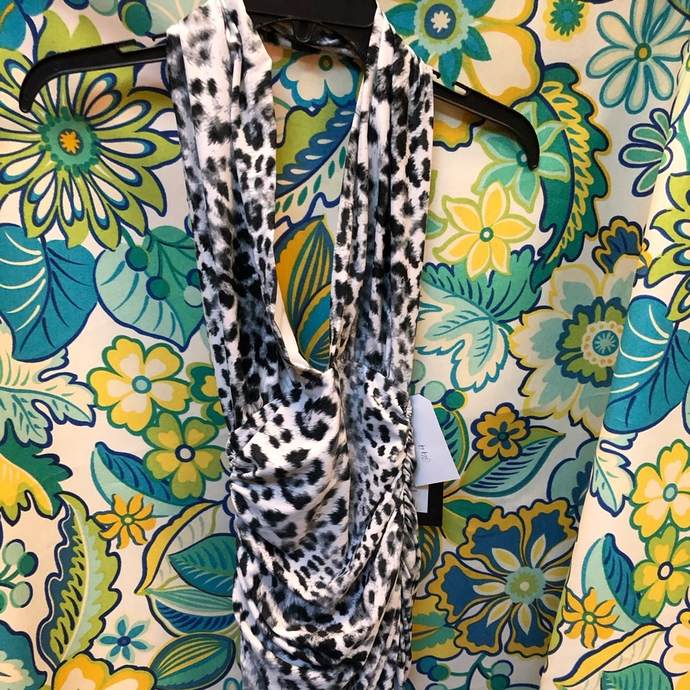 Norma Kamali Black and White Animal Print One-Piece Swimsuit